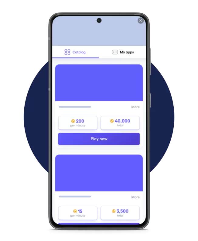 phone screen mockup with Playtime offerwall